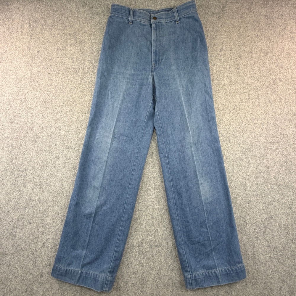 Vintage Levis High Waisted Wide Leg Jeans Blue White Tab Spade Pocket 28x30.5